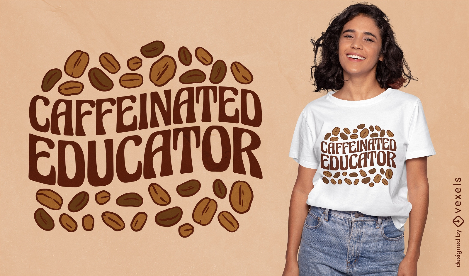 Diseño de camiseta de educador con cafeína.