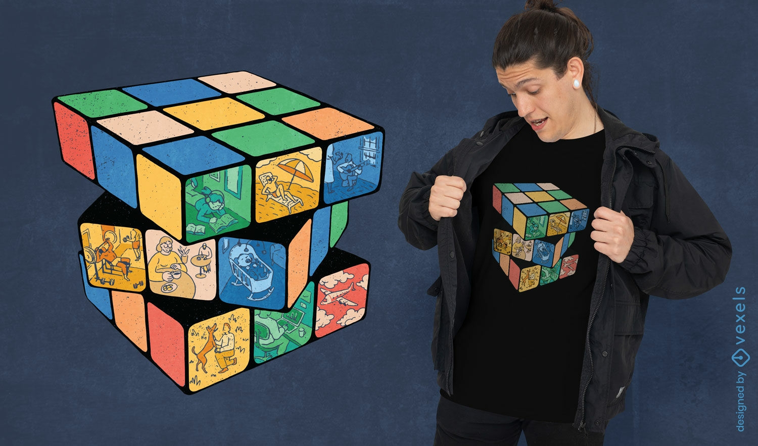 Life in a playing cube t-shirt design