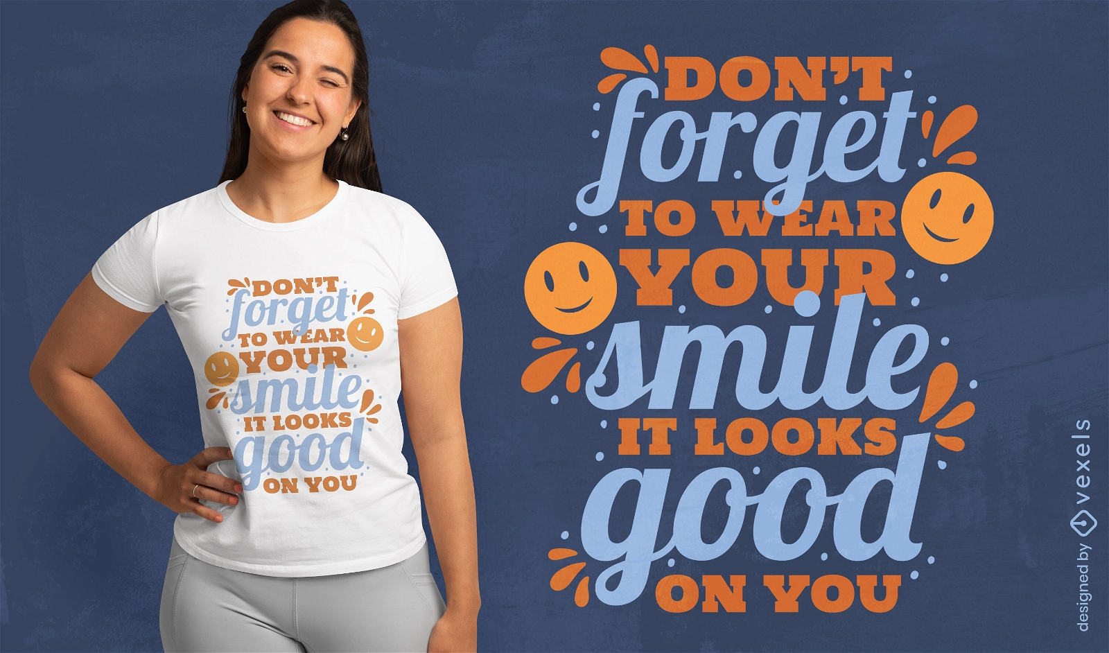 Design de camiseta com citação motivacional de sorriso