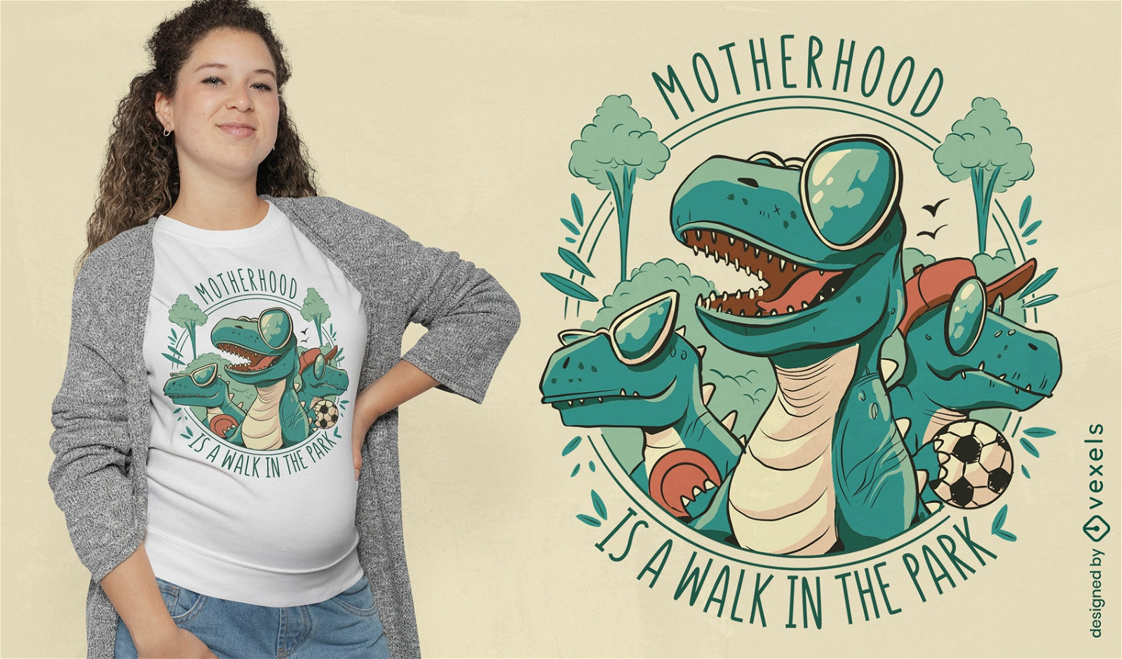Design de camiseta de desenho animado de família de dinossauros