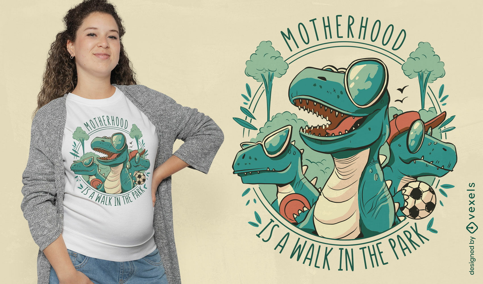 Design de camiseta de desenho animado de família de dinossauros