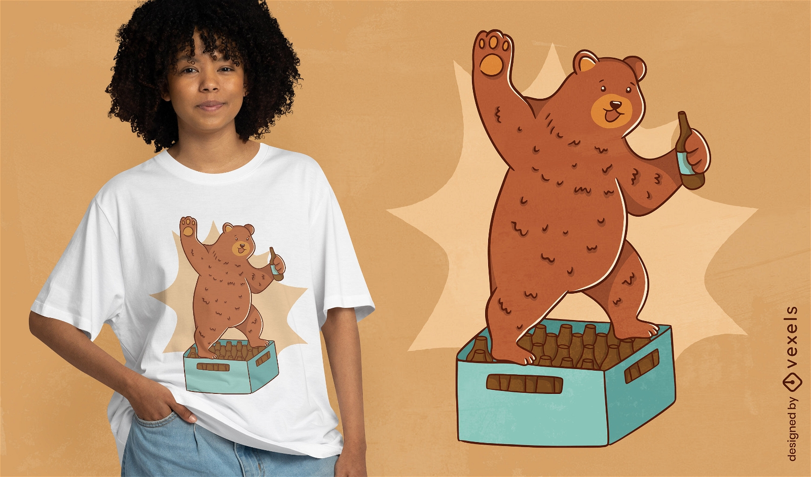 Brown bear animal drunk t-shirt design