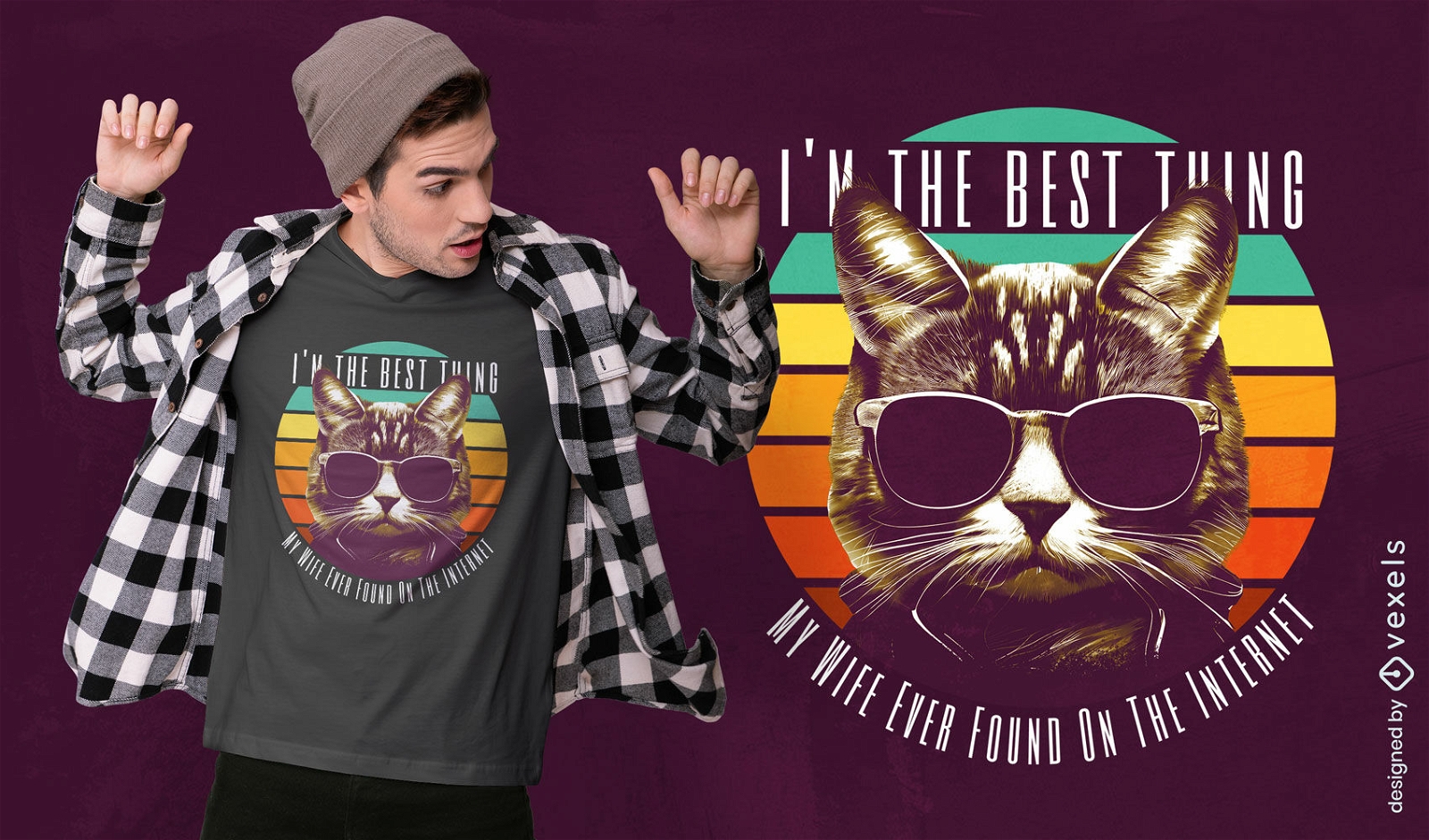 Gato legal com design de camiseta com ?culos de sol