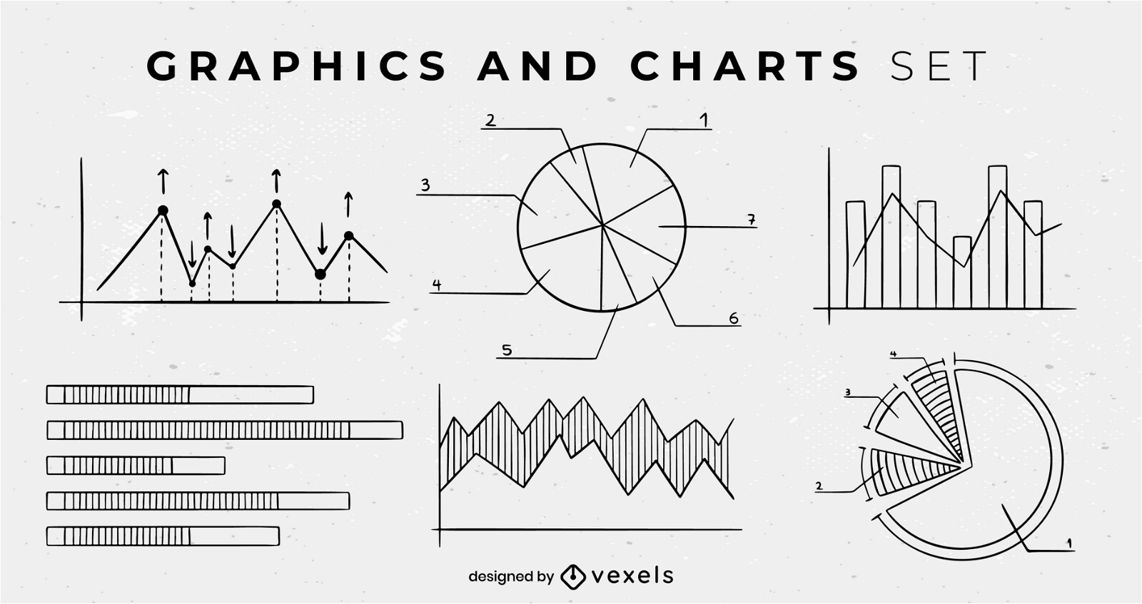 Conjunto de finanzas de gráficos y gráficos circulares