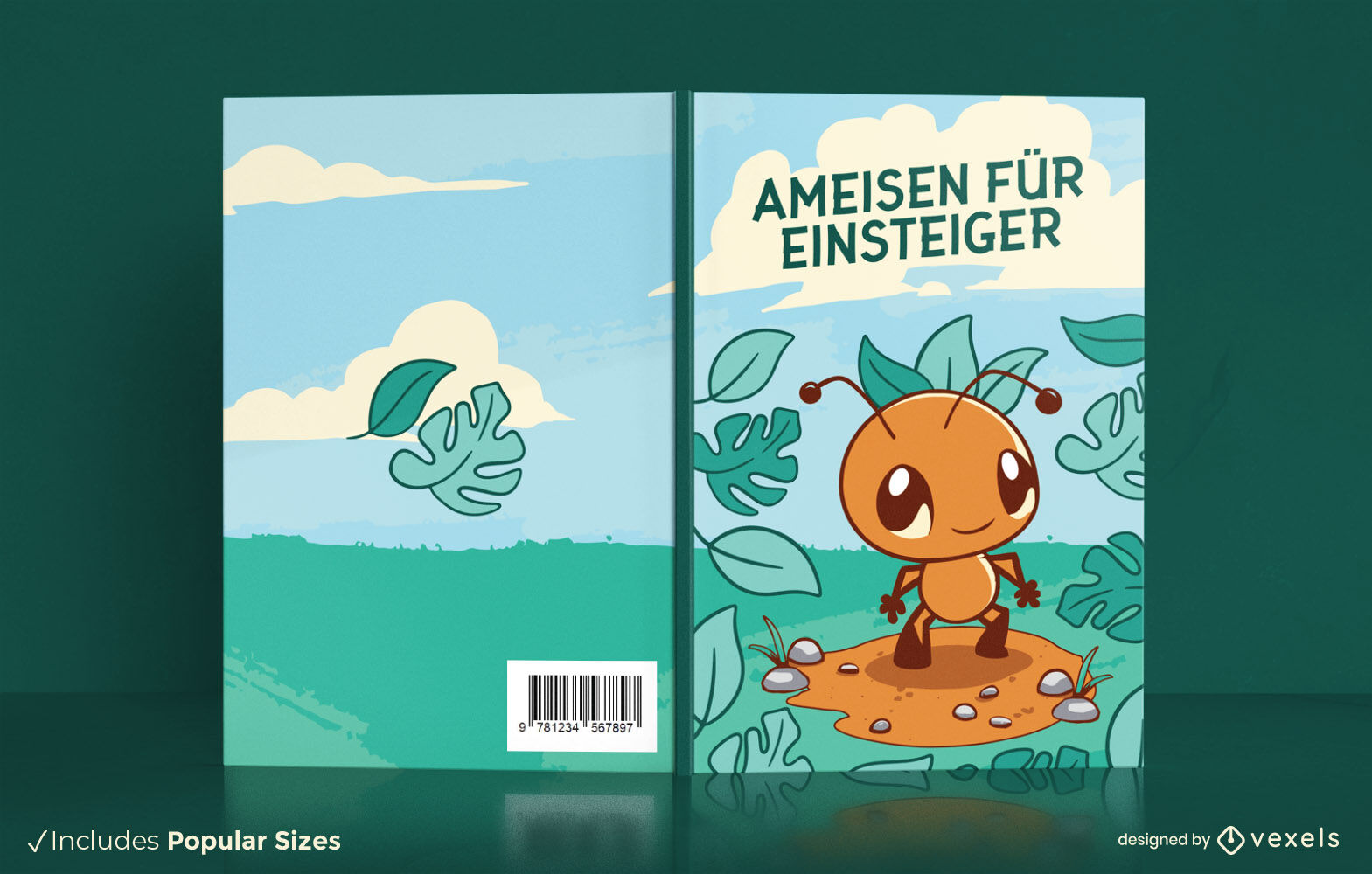 Cute ant walking book cover design KDP