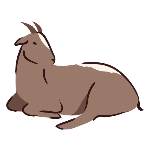 Brown goat laying down PNG Design