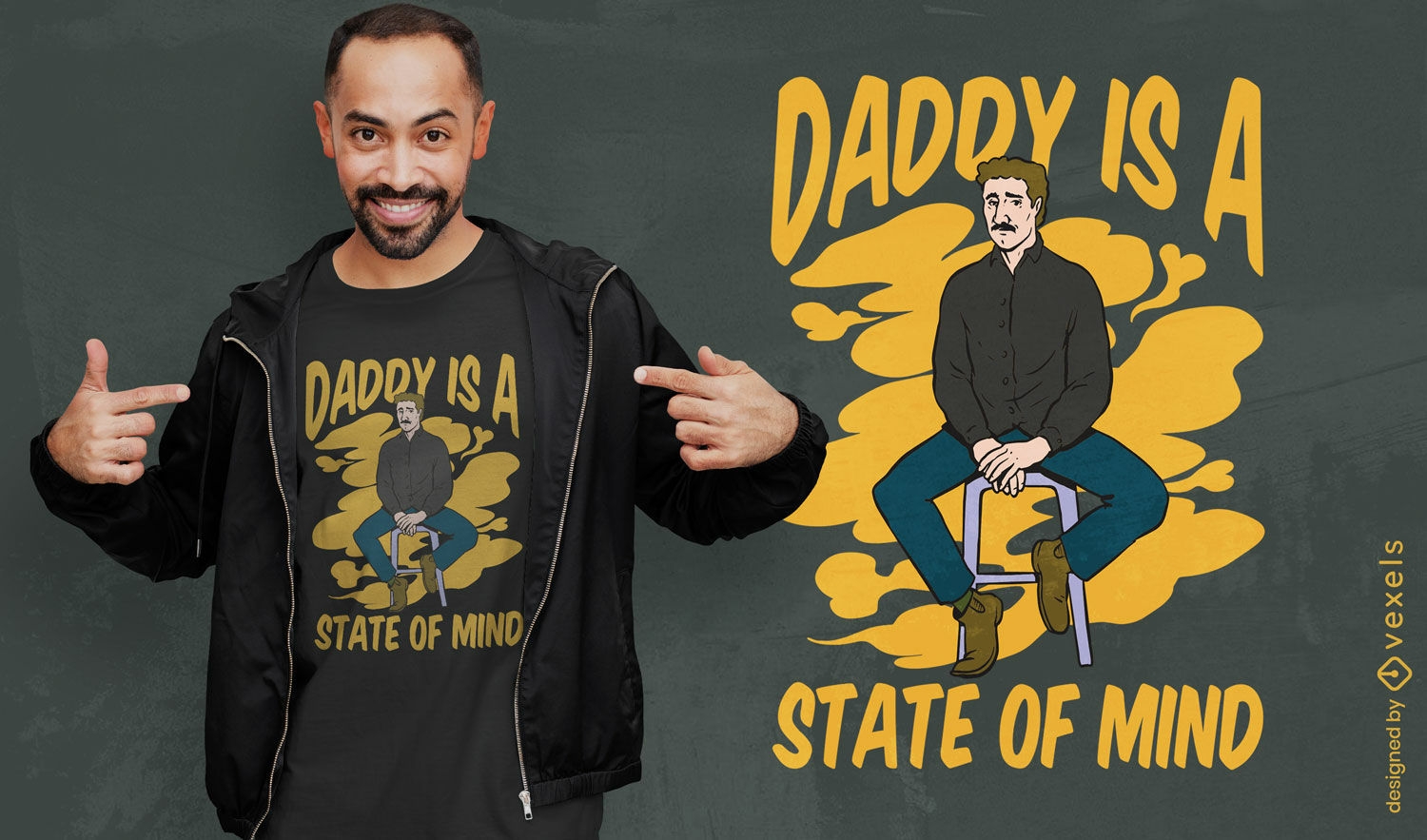 Design de camiseta com citação do estado de espírito do papai