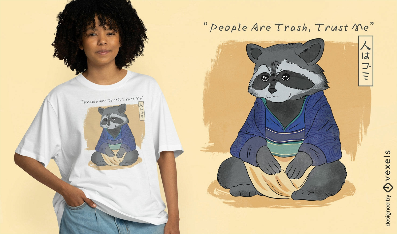 Japanese raccoon quote t-shirt design