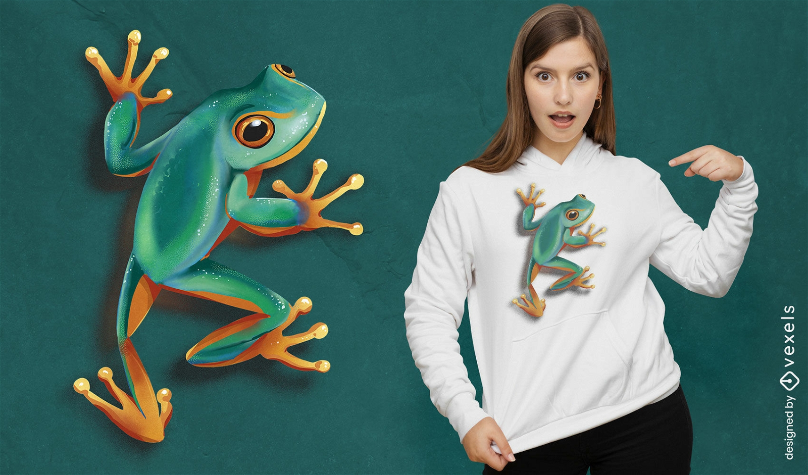 Realistisches grünes Frosch-T-Shirt-Design