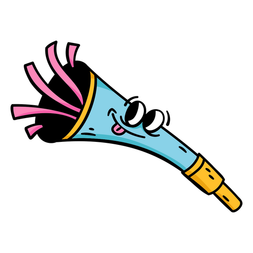 Cartoon horn with pink and blue hair PNG Design