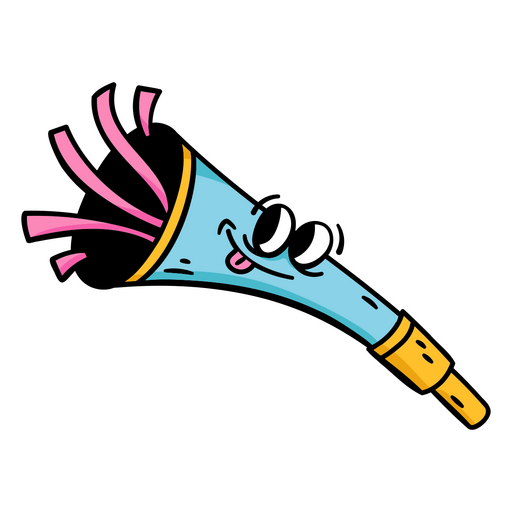 Cuerno de dibujos animados con pelo rosa y azul Diseño PNG