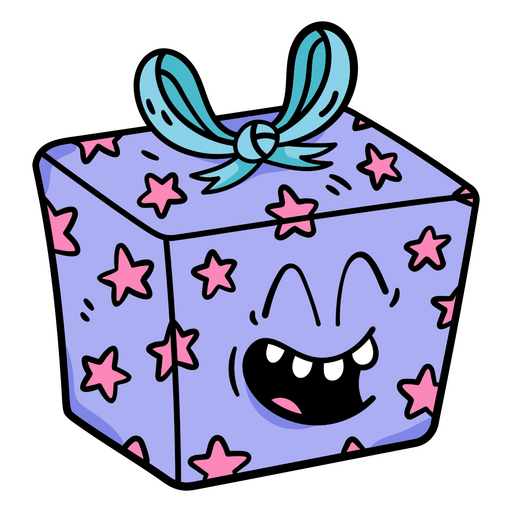 Caixa de presente de desenho animado com estrelas Desenho PNG