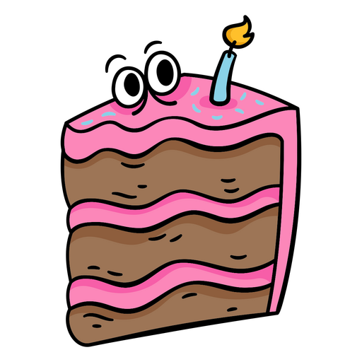Slice of cake with a candle on it PNG Design