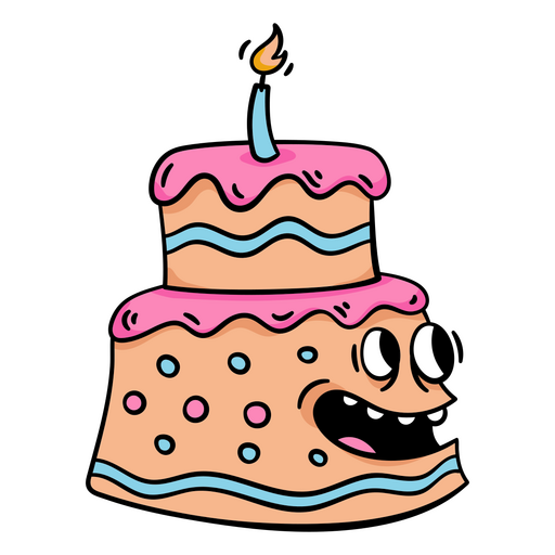 Cartoon cake with a candle on it PNG Design