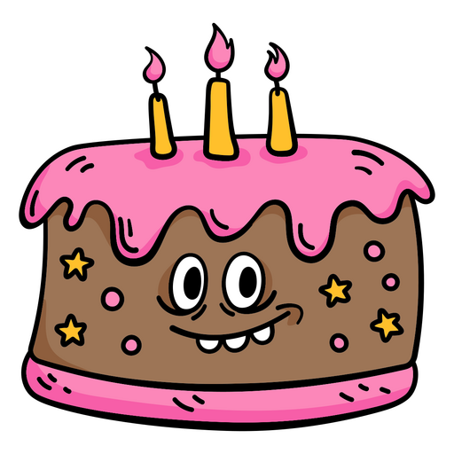 Bolo de aniversário de desenho animado com velas Desenho PNG