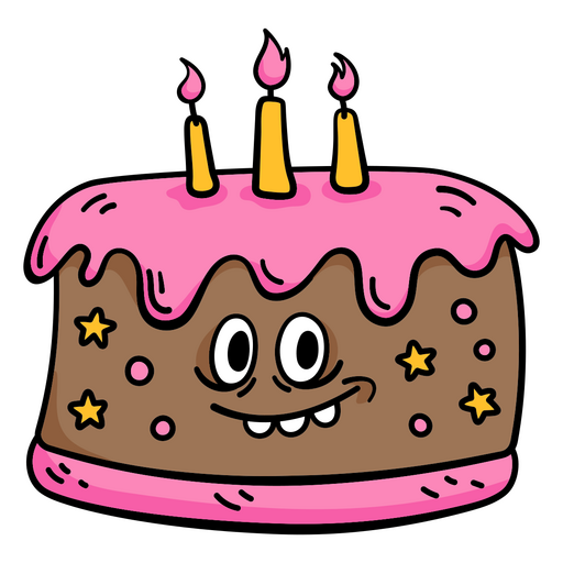 Cartoon birthday cake with candles on it PNG Design