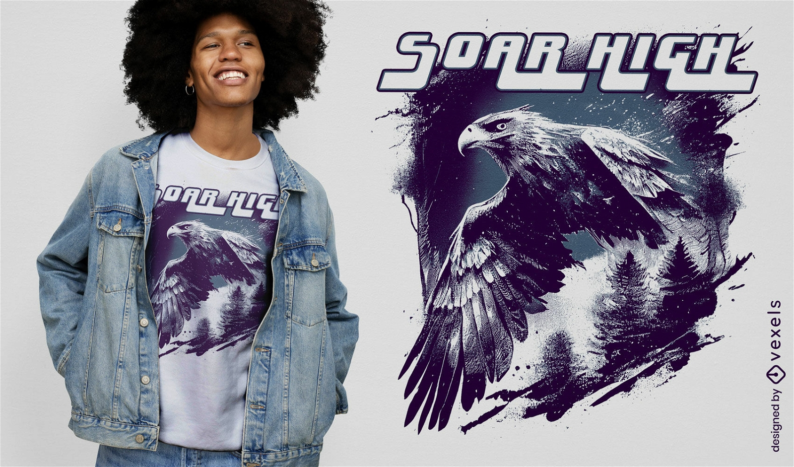 Diseño de camiseta con águila volando.