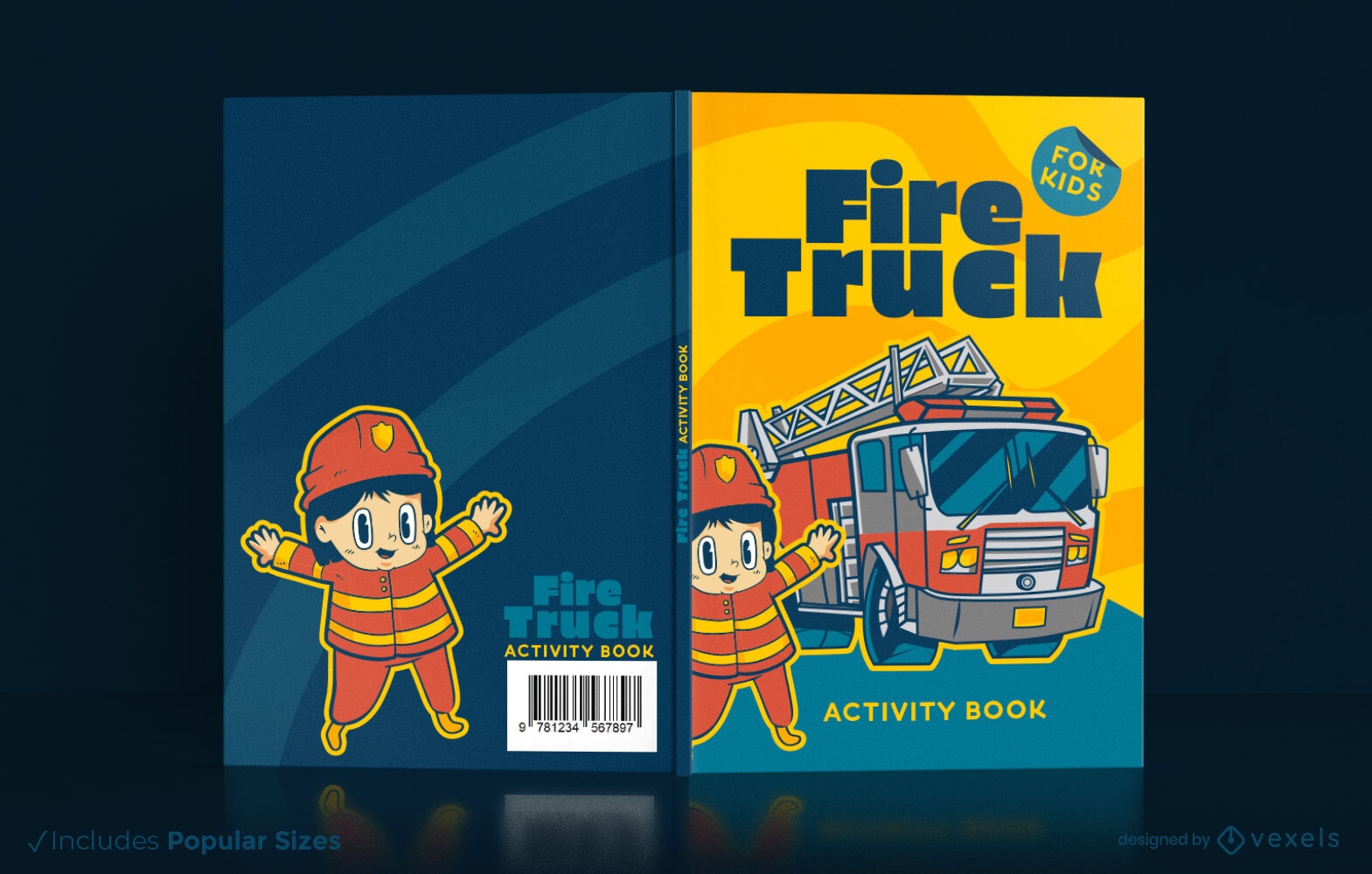 Fire truck book cover design KDP