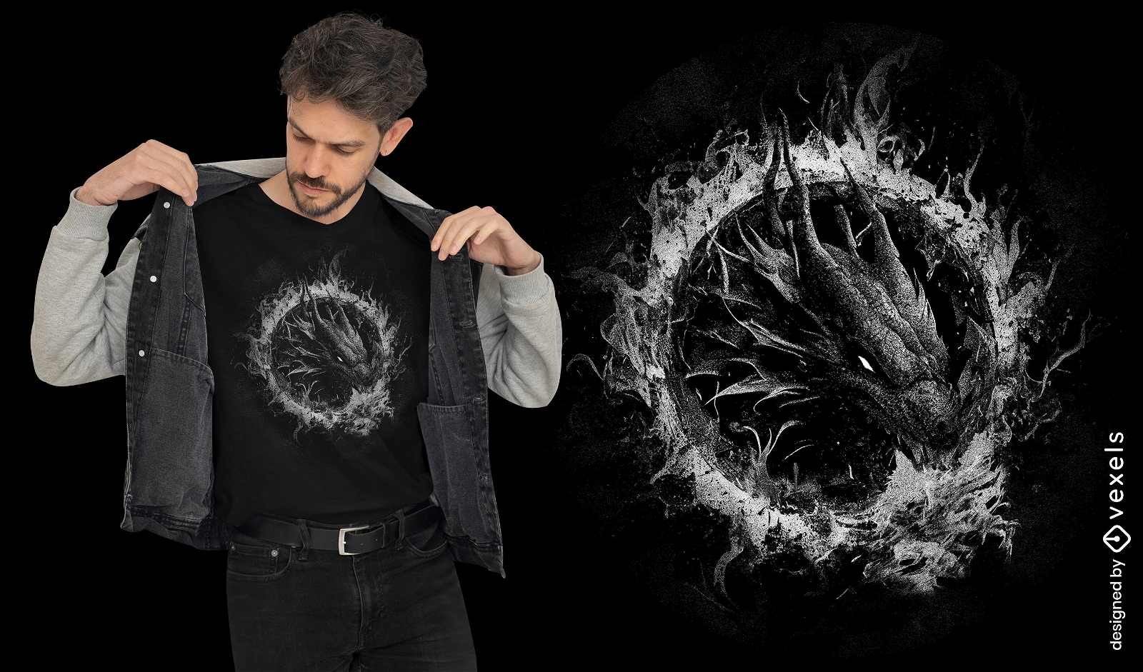 Design emergente de camiseta com dragão