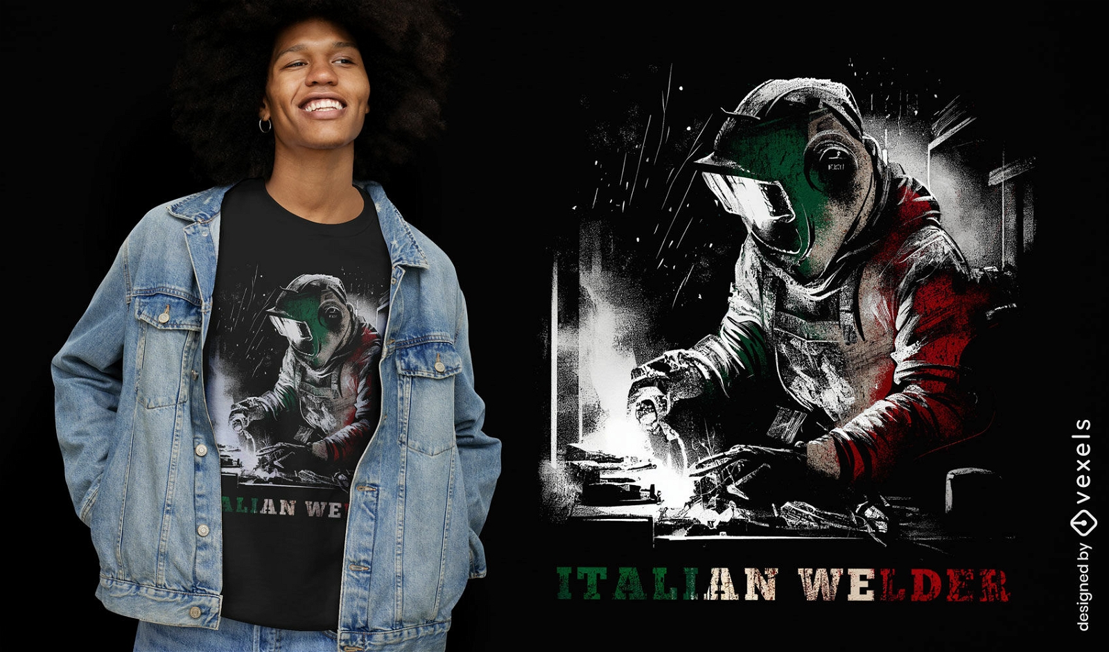 Design de camiseta de soldador italiano