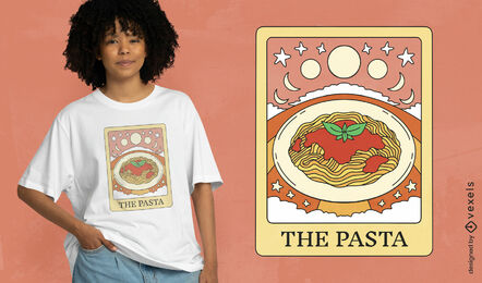 Design de camiseta de cartão de tarô de macarrão