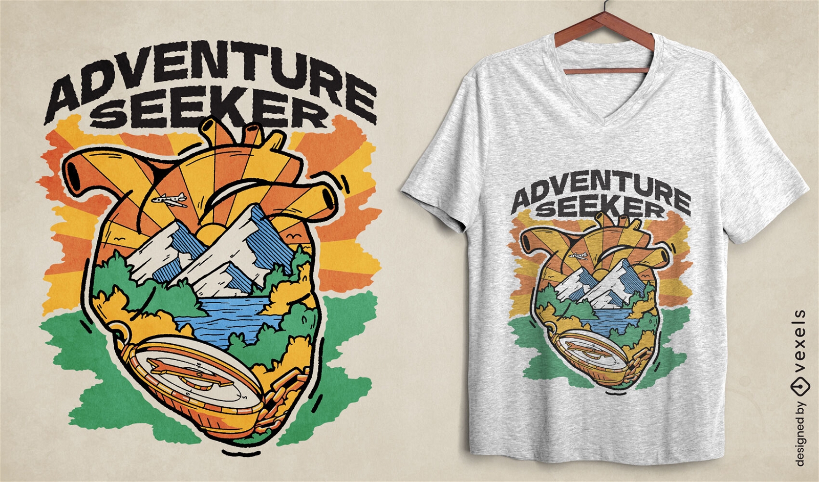 Diseño de camiseta de buscador de aventuras.