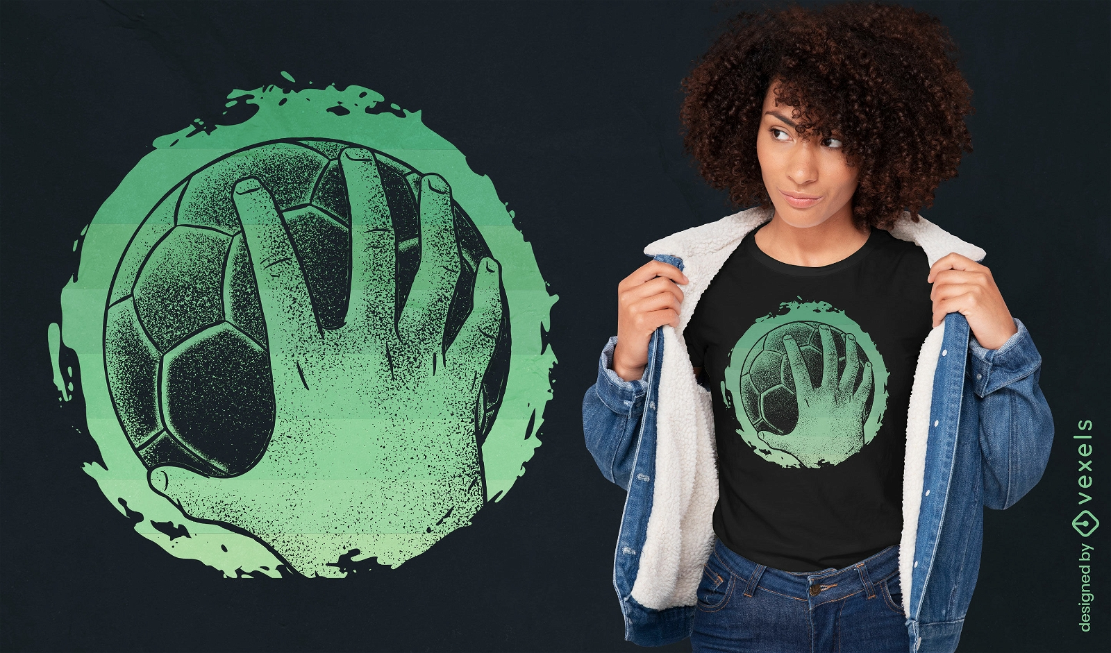 Hand and ball sport green t-shirt design