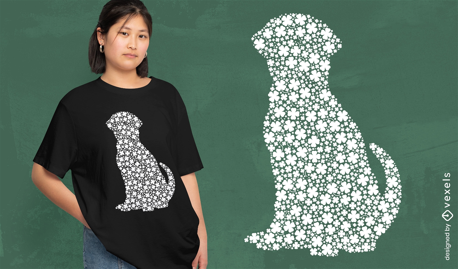 Cão labrador feito de design de t-shirt de trevos