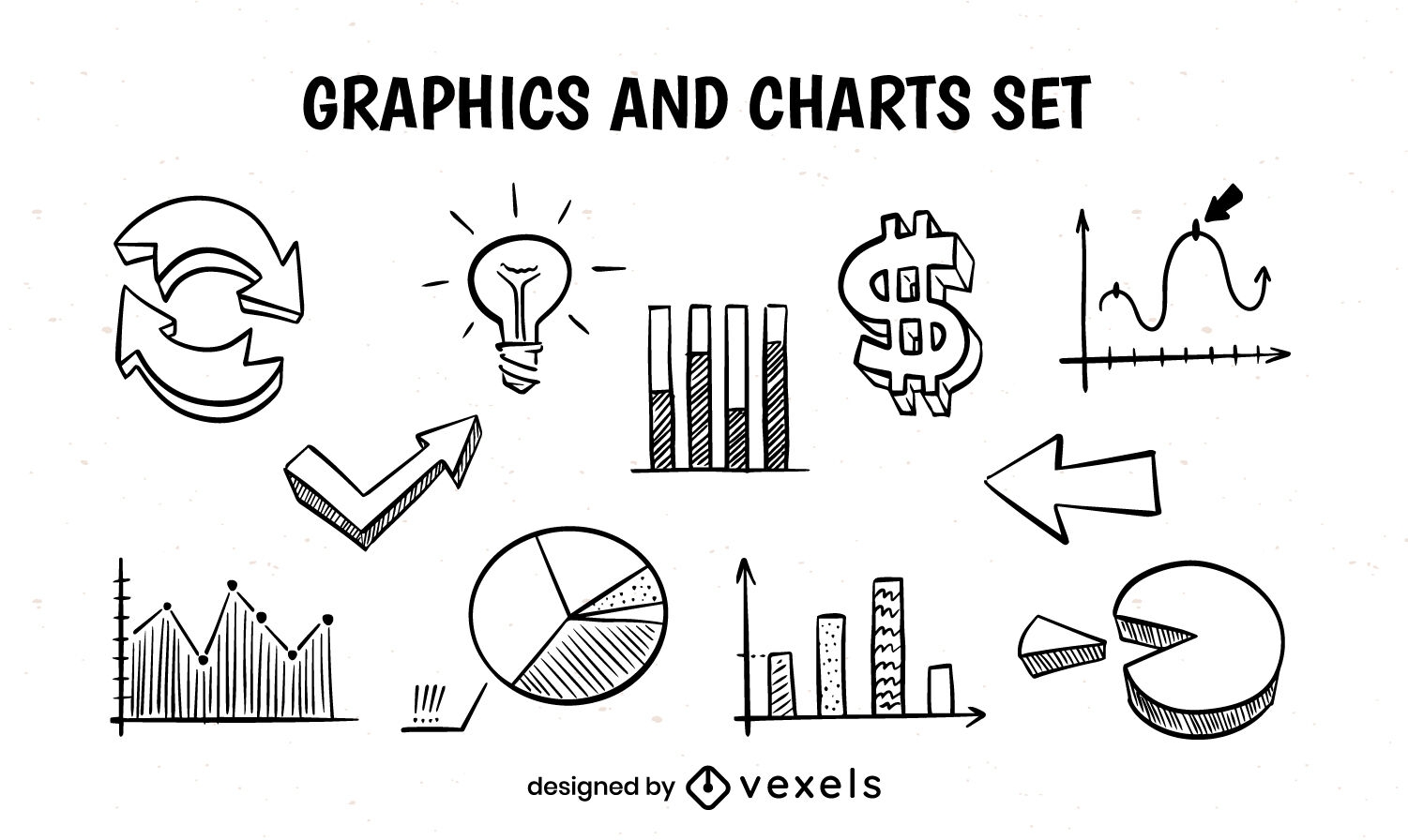 Conjunto de ilustración de gráficos gráficos bosquejados