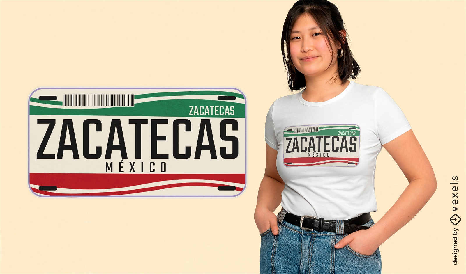 Nummernschild-T-Shirt-Design von Zacatecas Mexiko