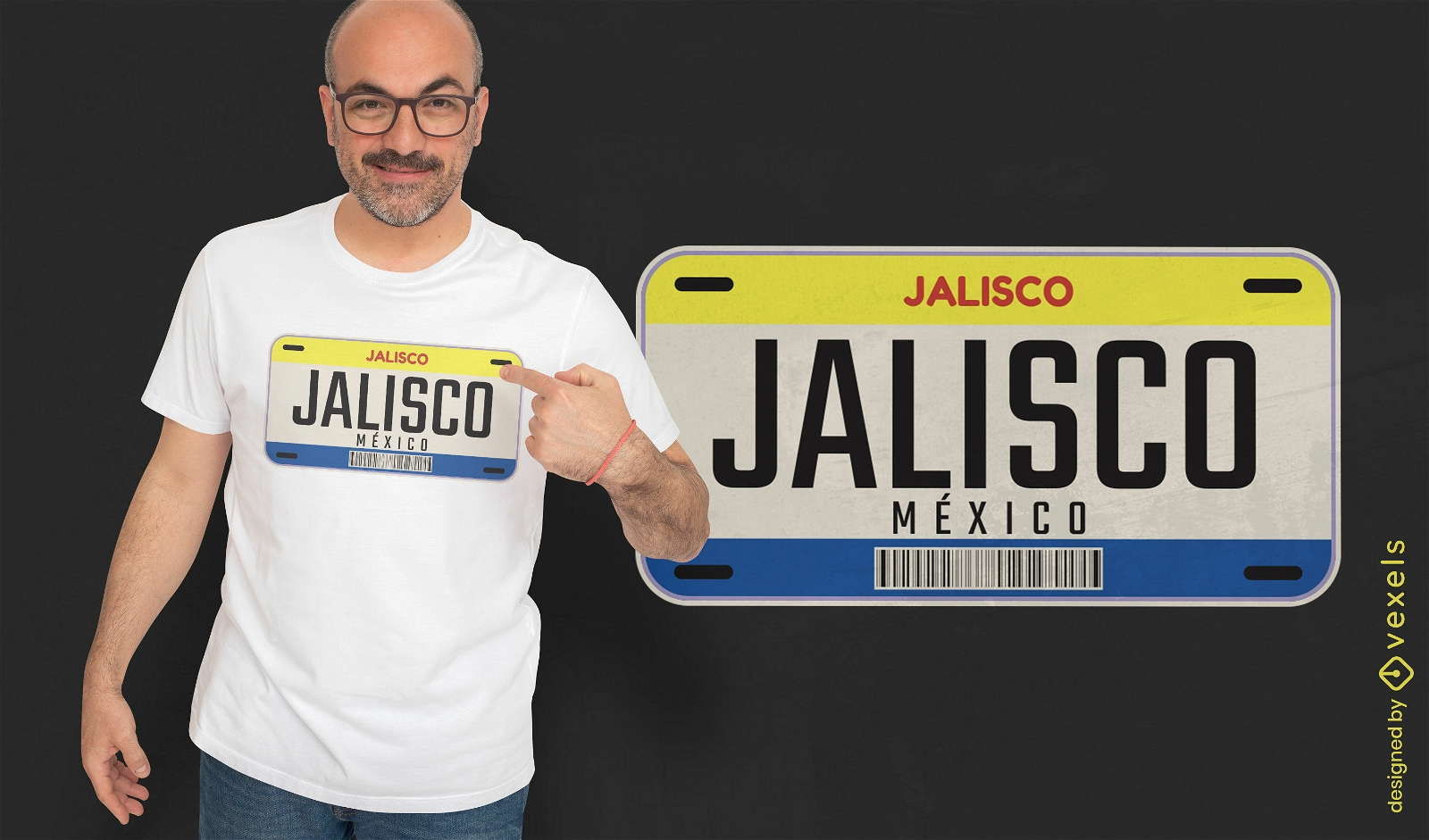 Design de camiseta com placa de carro da cidade de Jalisco no México
