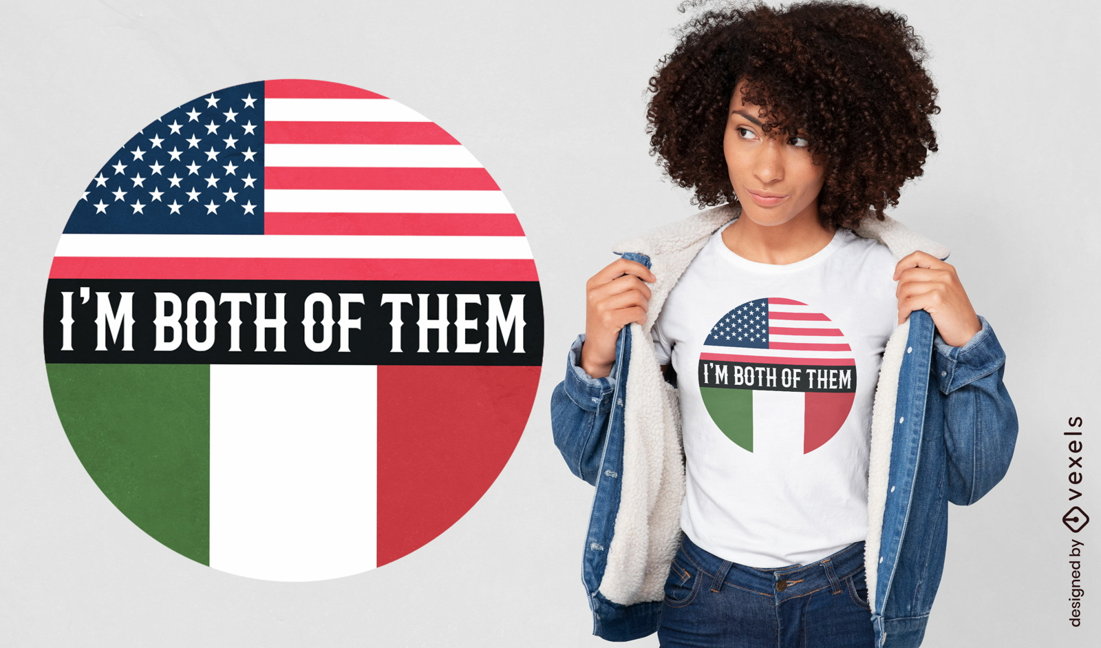 Design de camiseta com bandeiras dos EUA e da It?lia
