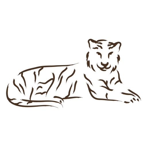 Tiger laying down stroke PNG Design