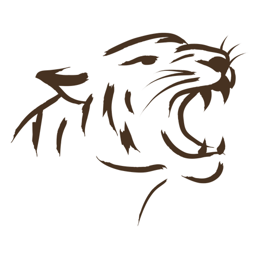 Brown tiger head stroke PNG Design