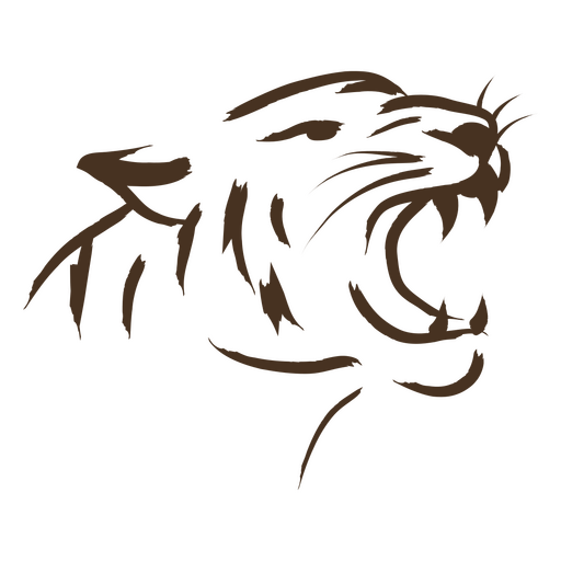 Tra?o de cabe?a de tigre marrom Desenho PNG