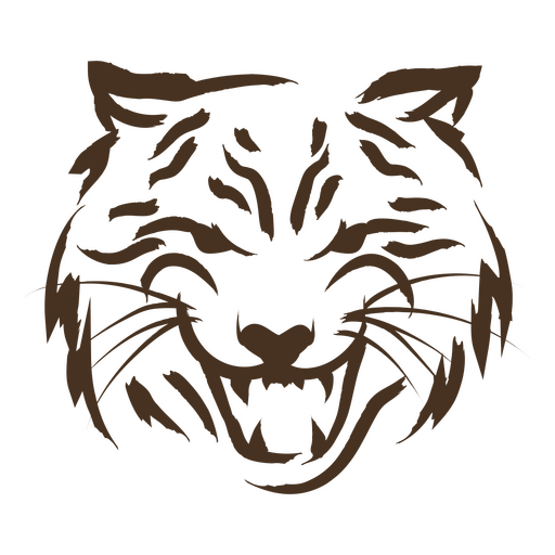 Einfacher Strich des braunen Tigerkopfes PNG-Design