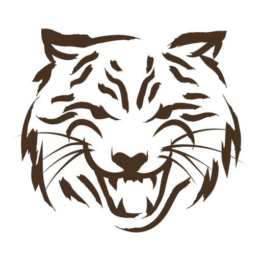 Tra?o simples de cabe?a de tigre marrom Desenho PNG