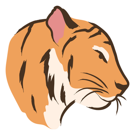 Trazo de color de cabeza de tigre Diseño PNG