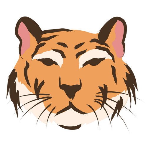 Tiger head front color stroke PNG Design