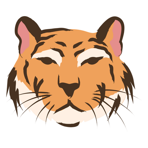 Tra?o colorido frontal da cabe?a de tigre Desenho PNG