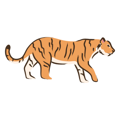 Tiger geht mit einfachem Farbstrich PNG-Design