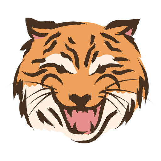 Cabeça de tigre de desenho animado com a boca aberta Desenho PNG