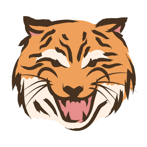 Cabe?a de tigre de desenho animado com a boca aberta Desenho PNG