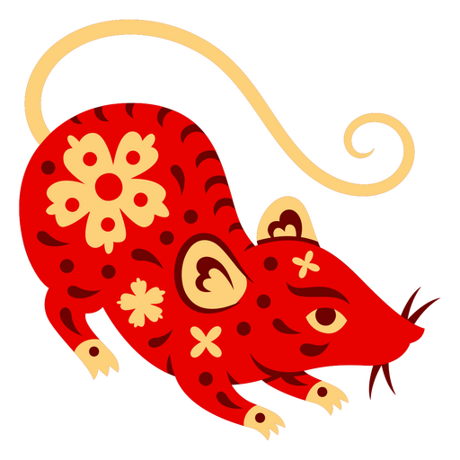 Año zodiacal chino de la rata con patrón. Diseño PNG