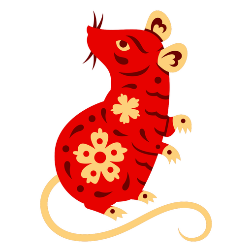 A?o zodiacal chino de la rata roja y amarilla. Diseño PNG