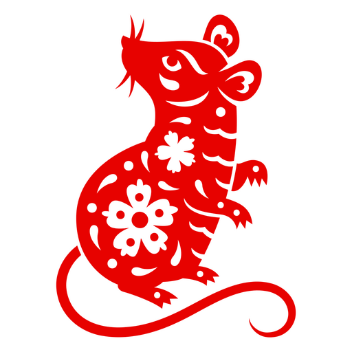 Rato do Zodíaco Chinês olhando para trás Desenho PNG