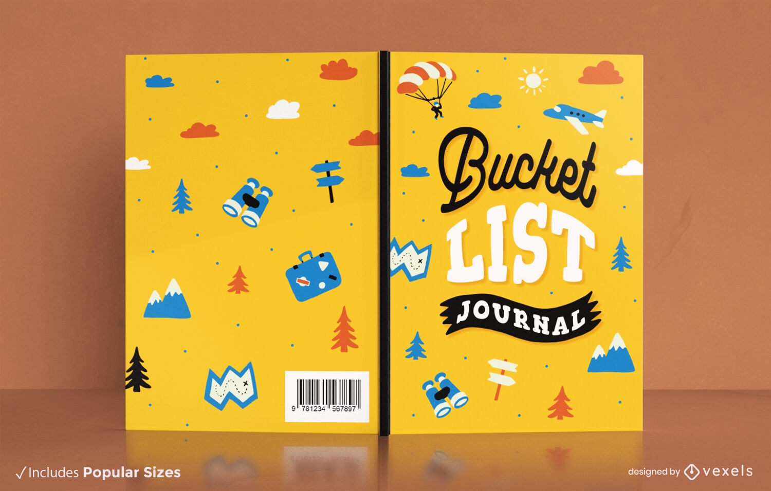 Hiking and adventure journal book cover design