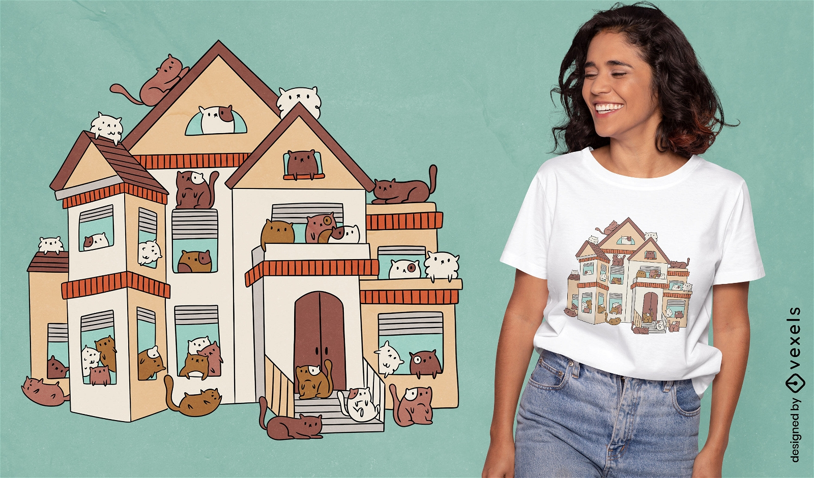 Cat house t-shirt design