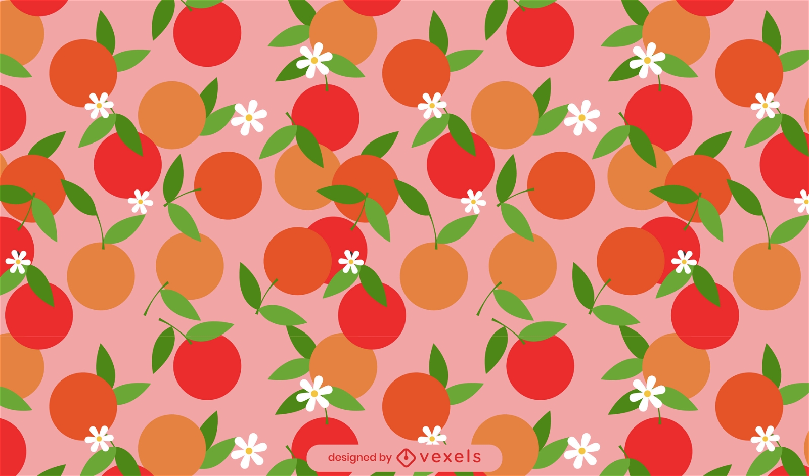 Diseño de patrón de frutas naranjas y manzanas.
