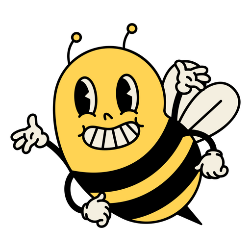 Cartoon bee with his mouth open PNG Design